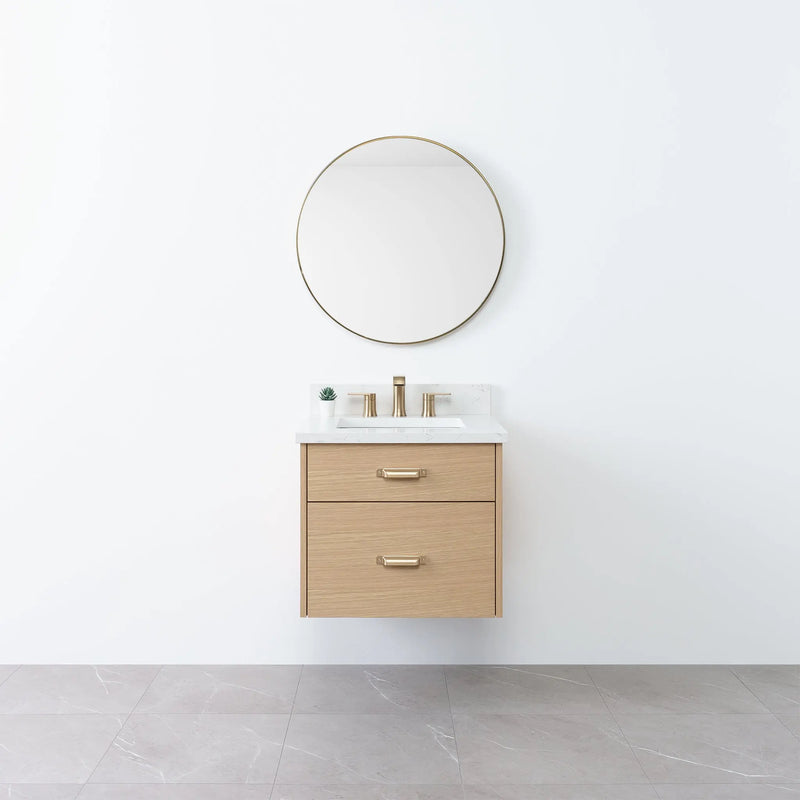 Austin 24" Wall Mount Natural White Oak Bathroom Vanity