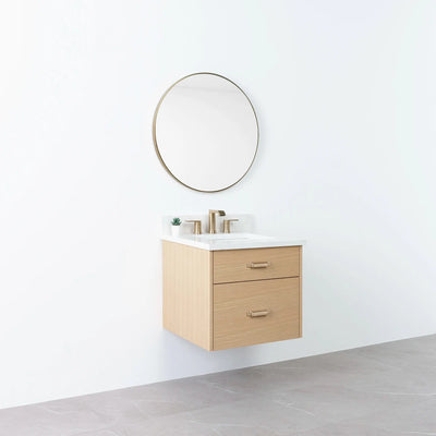 Austin 24" Wall Mount Natural White Oak Bathroom Vanity - Teodor Vanities United States