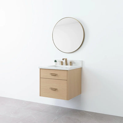 Austin 24" Wall Mount Natural White Oak Bathroom Vanity - Teodor Vanities United States