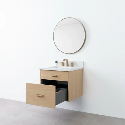 Austin 24" Wall Mount Natural White Oak Bathroom Vanity