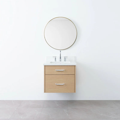 Austin 24" Wall Mount Natural White Oak Bathroom Vanity - Teodor Vanities United States