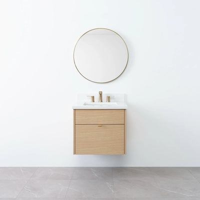 Austin 24" Wall Mount Natural White Oak Bathroom Vanity