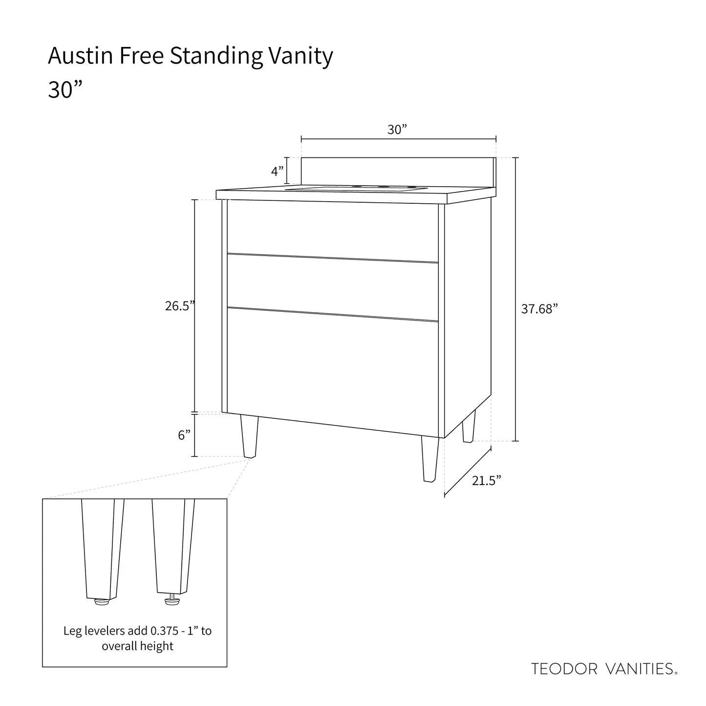 
                  
                    Austin 30" American Black Walnut Bathroom Vanity - Teodor Vanities United States
                  
                