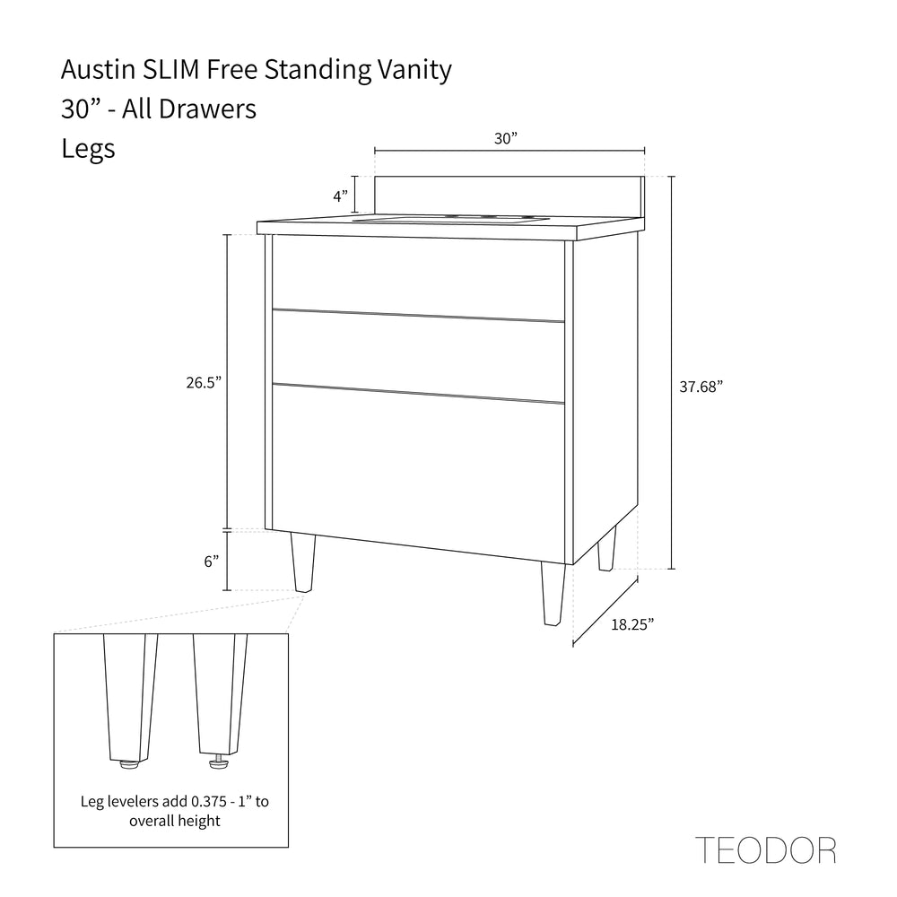 
                  
                    Austin SLIM 30" American Black Walnut Bathroom Vanity - Teodor Vanities United States
                  
                