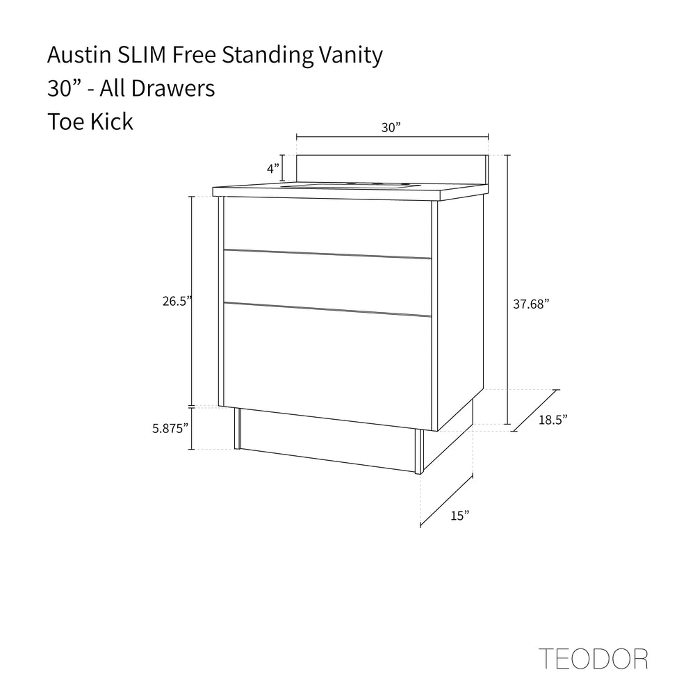 
                  
                    Austin SLIM 30" American Black Walnut Bathroom Vanity - All Drawers
                  
                