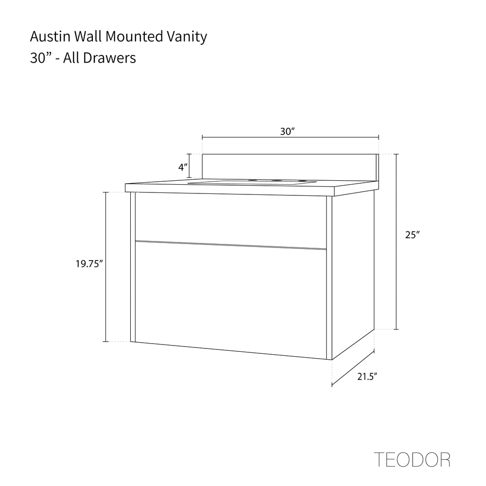 
                  
                    Austin 30" Wall Mount American Black Walnut Bathroom Vanity - Teodor Vanities United States
                  
                