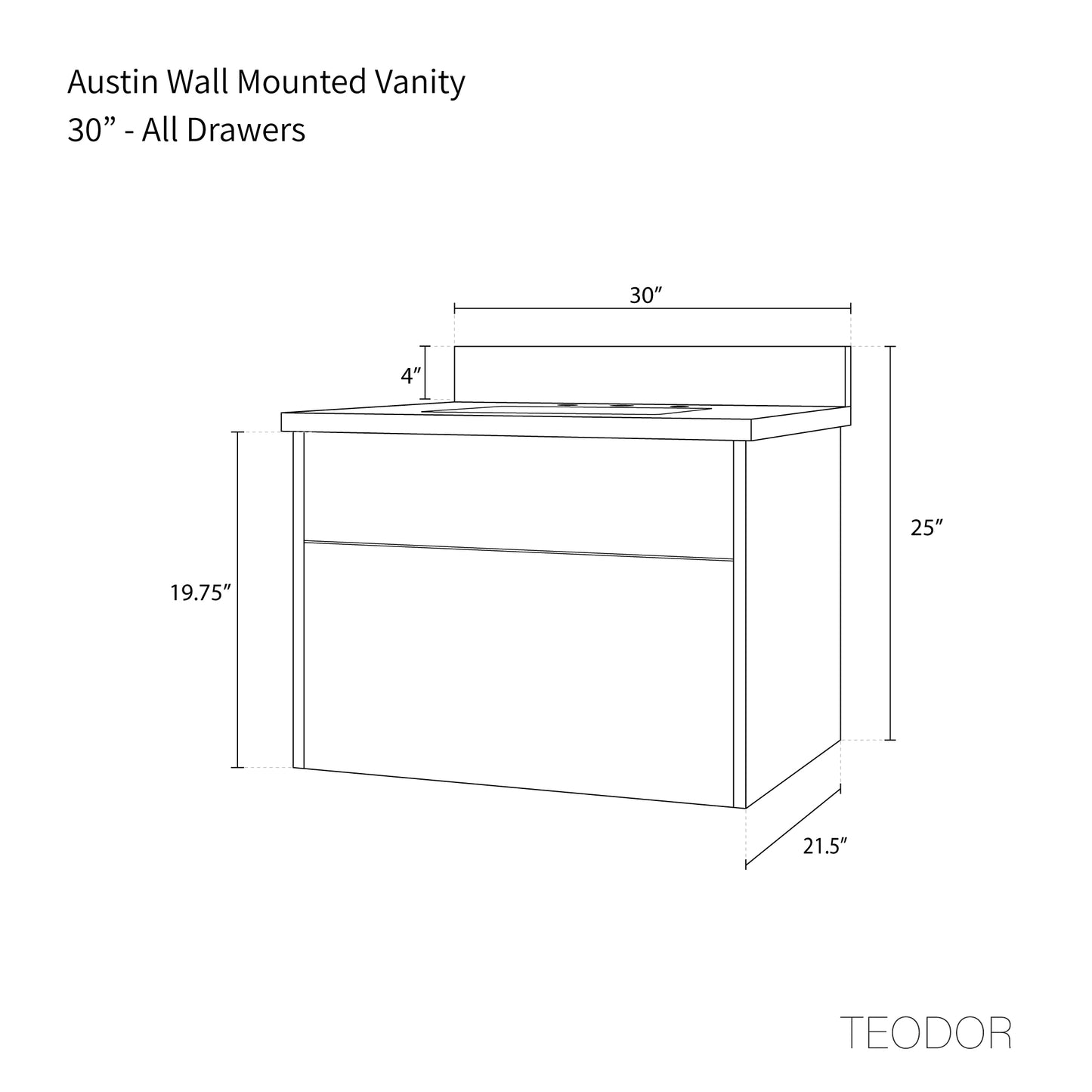 
                  
                    Austin 30" Wall Mount American Black Walnut Bathroom Vanity - Teodor Vanities United States
                  
                