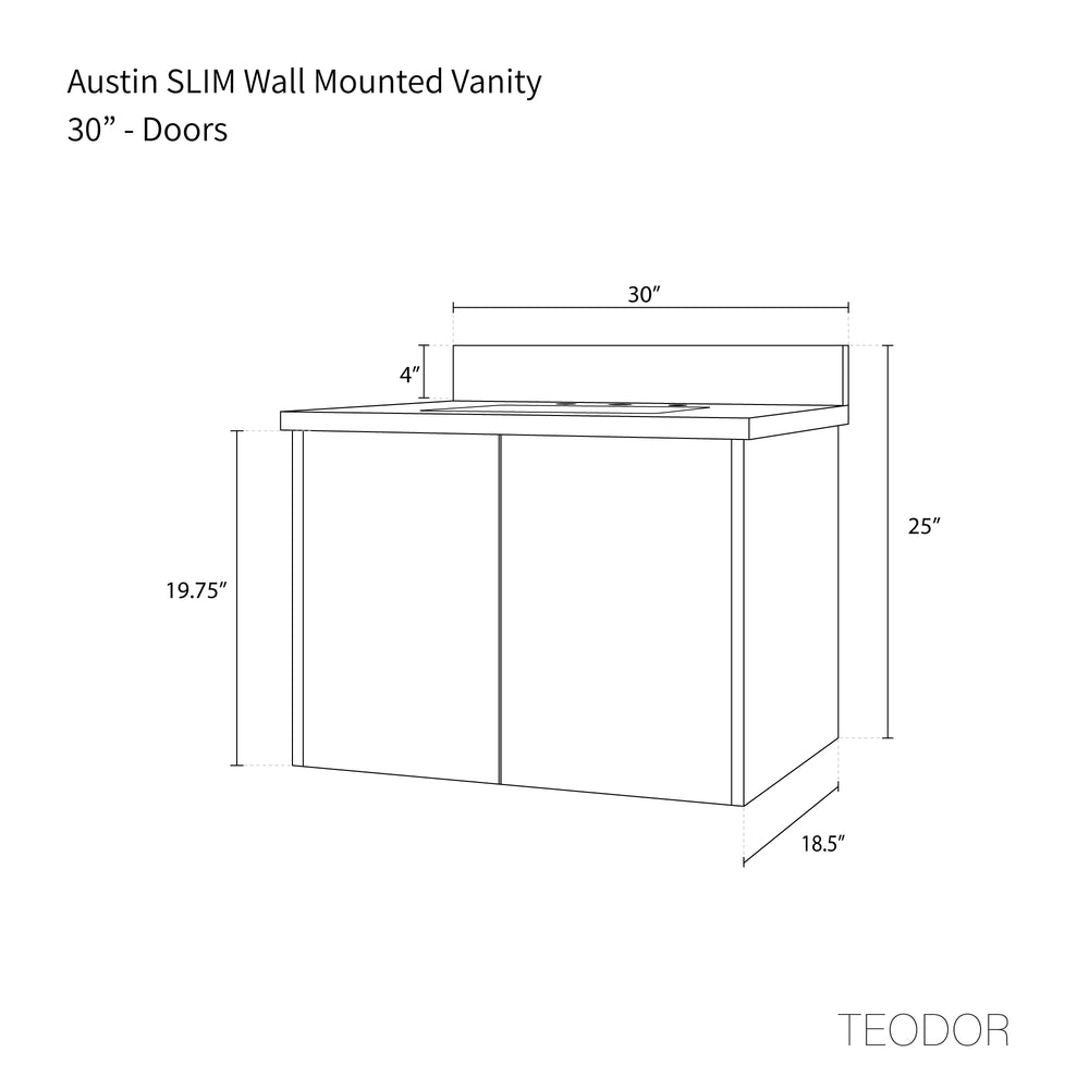 
                  
                    Austin SLIM 30" Wall Mount American Black Walnut Bathroom Vanity
                  
                