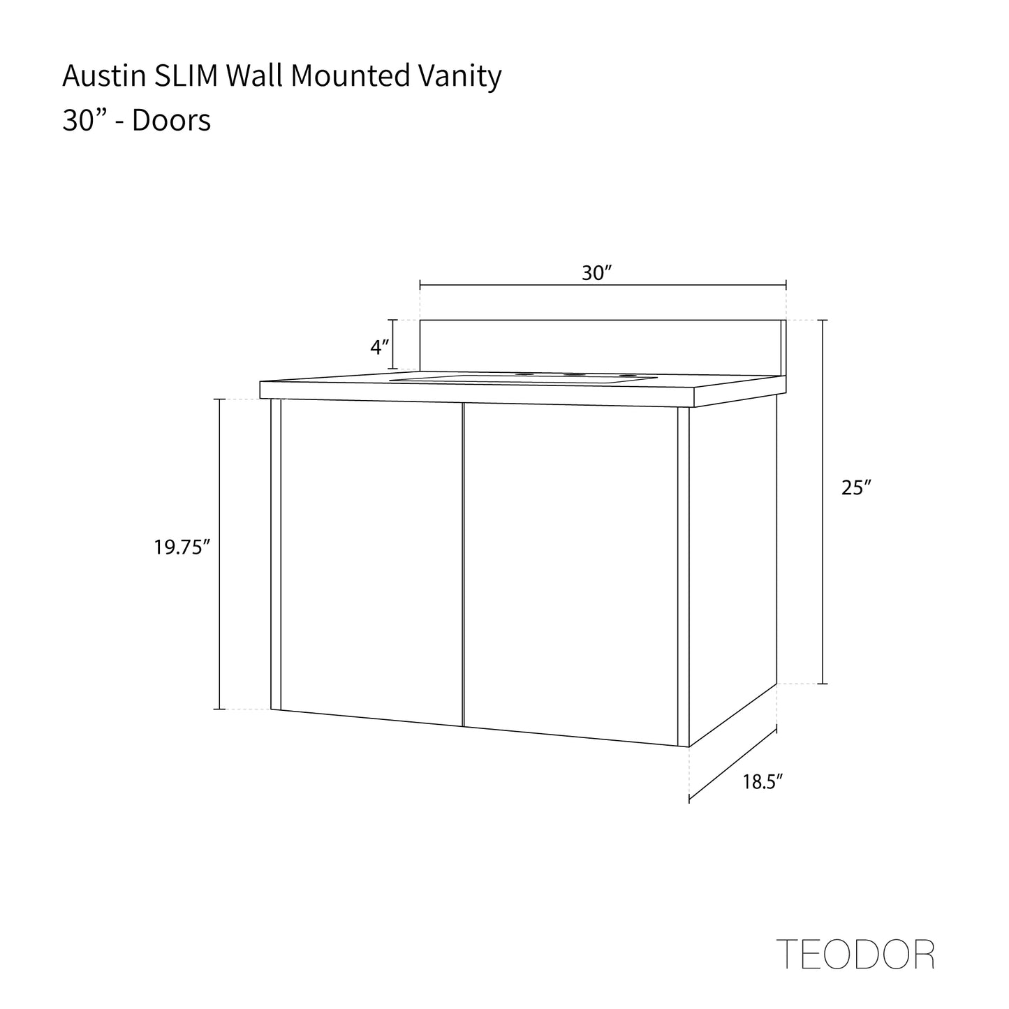 
                  
                    Austin SLIM 30" Wall Mount American Black Walnut Bathroom Vanity
                  
                