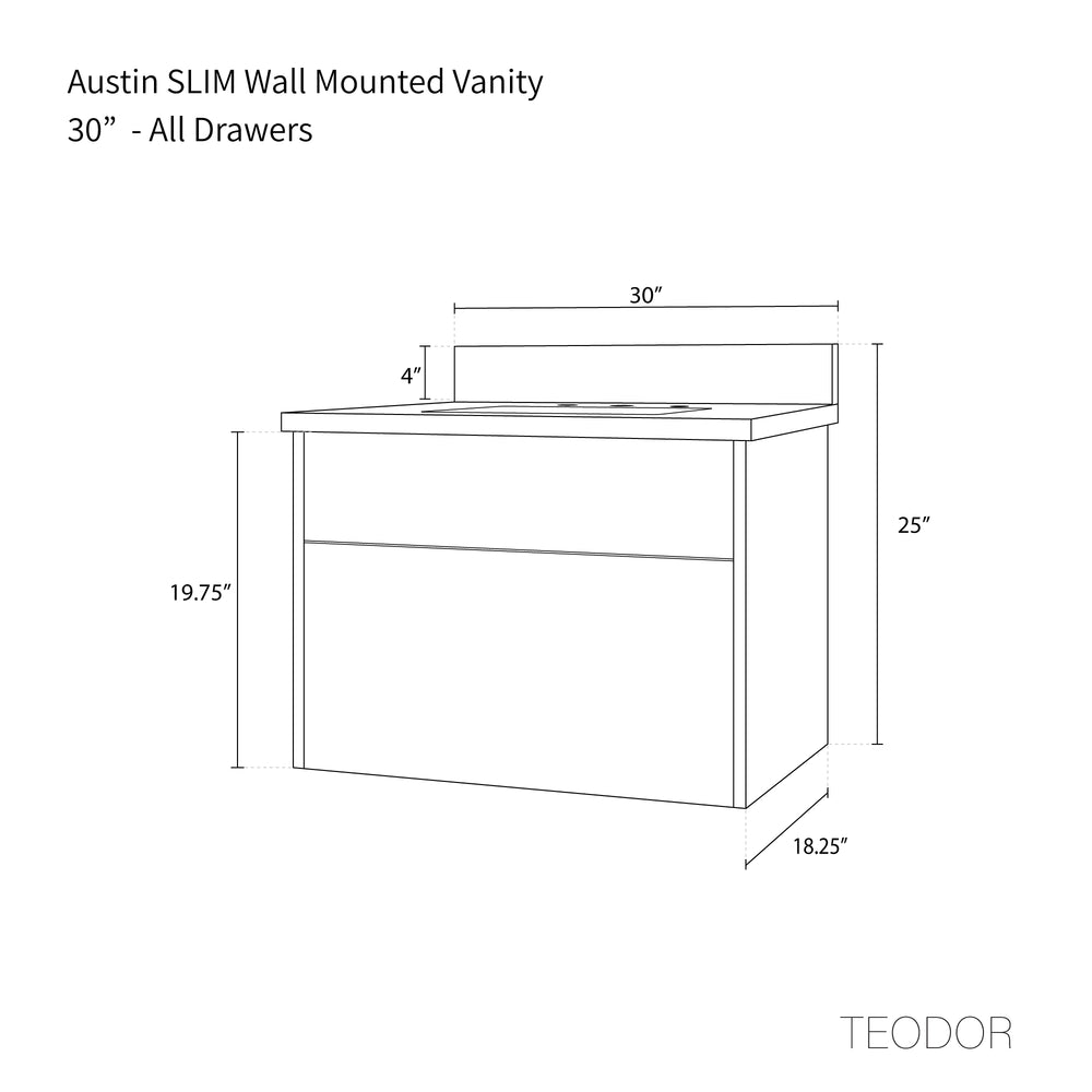 
                  
                    Austin SLIM 30" Wall Mount American Black Walnut Bathroom Vanity - Teodor Vanities United States
                  
                