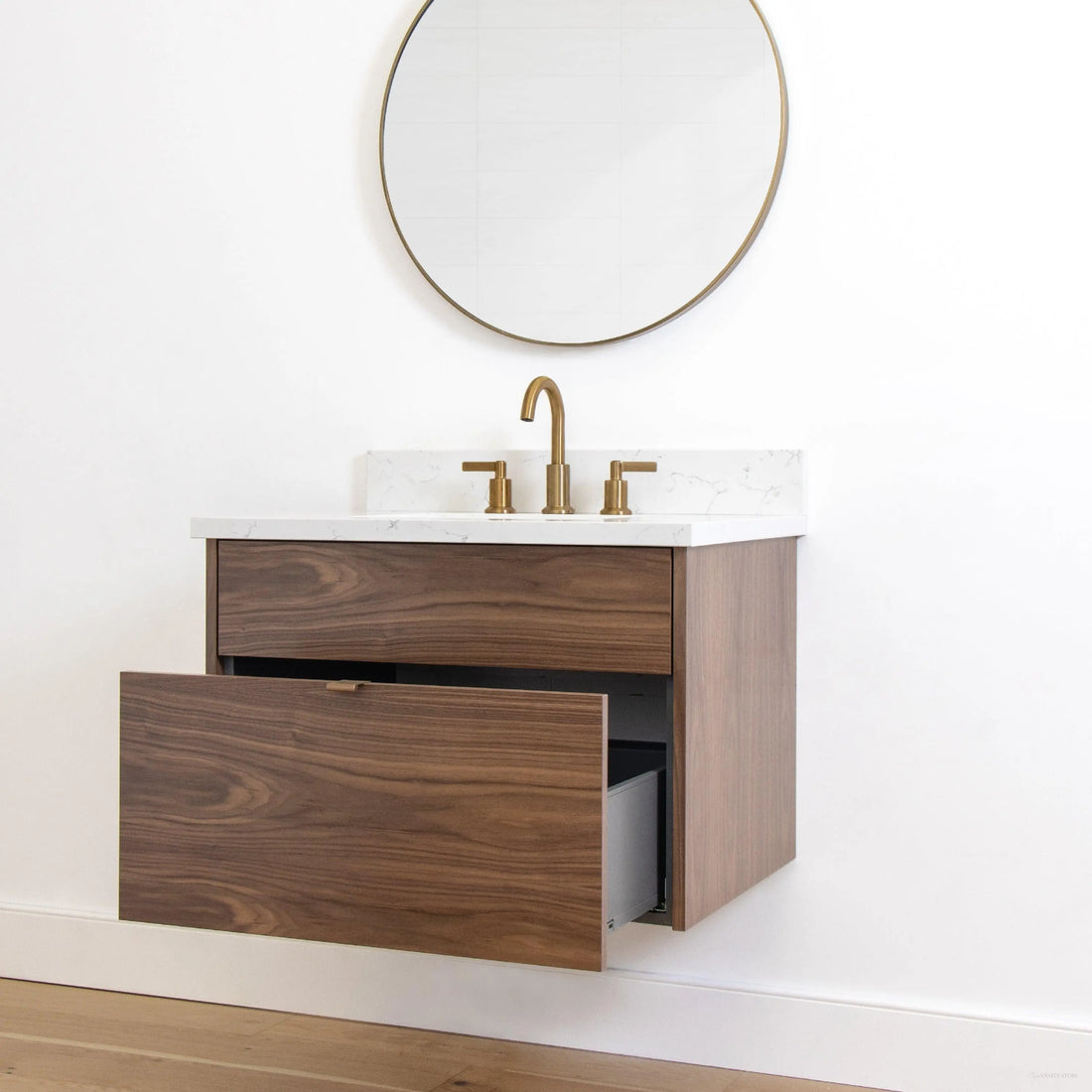 Walnut Rounded Vanity Austin 30