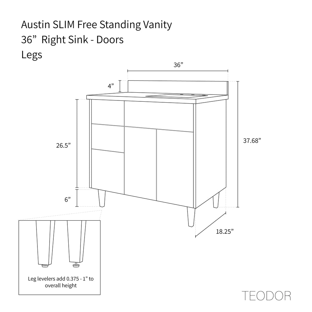 
                  
                    Austin SLIM 36" American Black Walnut Bathroom Vanity, Right Sink - Teodor Vanities United States
                  
                