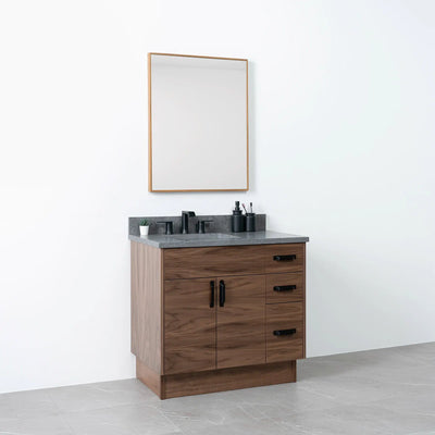 Austin 36" American Black Walnut Bathroom Vanity, Left Sink