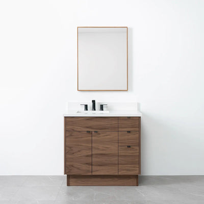 Austin 36" American Black Walnut Bathroom Vanity, Left Sink - Teodor Vanities United States