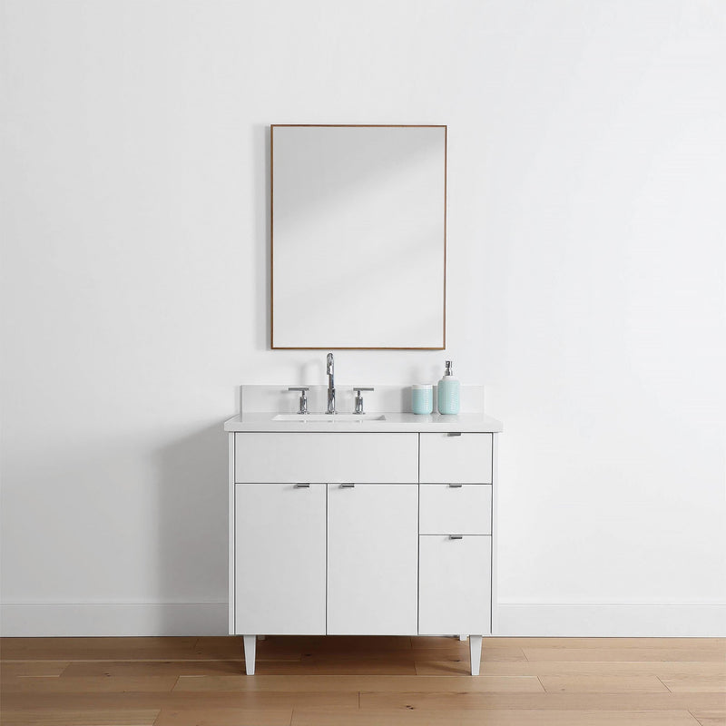 Austin 36" Gloss White Bathroom Vanity, Left Sink