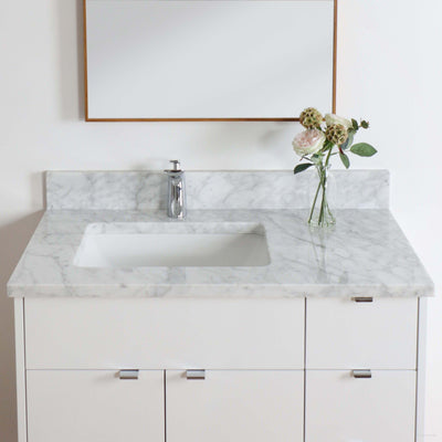 Austin 36" Gloss White Bathroom Vanity, Left Sink - Teodor Vanities United States