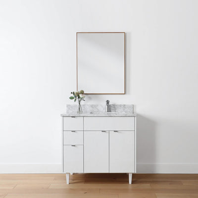 Austin 36" Gloss White Bathroom Vanity, Right Sink - Teodor Vanities United States