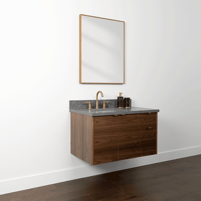 Austin 36" Wall Mount American Black Walnut Bathroom Vanity, Left Sink - Teodor Vanities United States