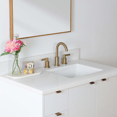 Austin 36" Wall Mount Gloss White Bathroom Vanity, Right Sink