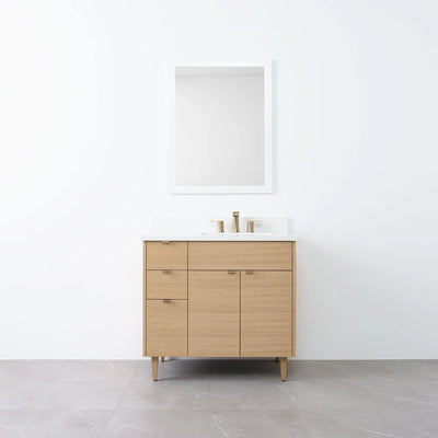 Austin 36" Natural White Oak Bathroom Vanity, Right Sink - Teodor Vanities United States