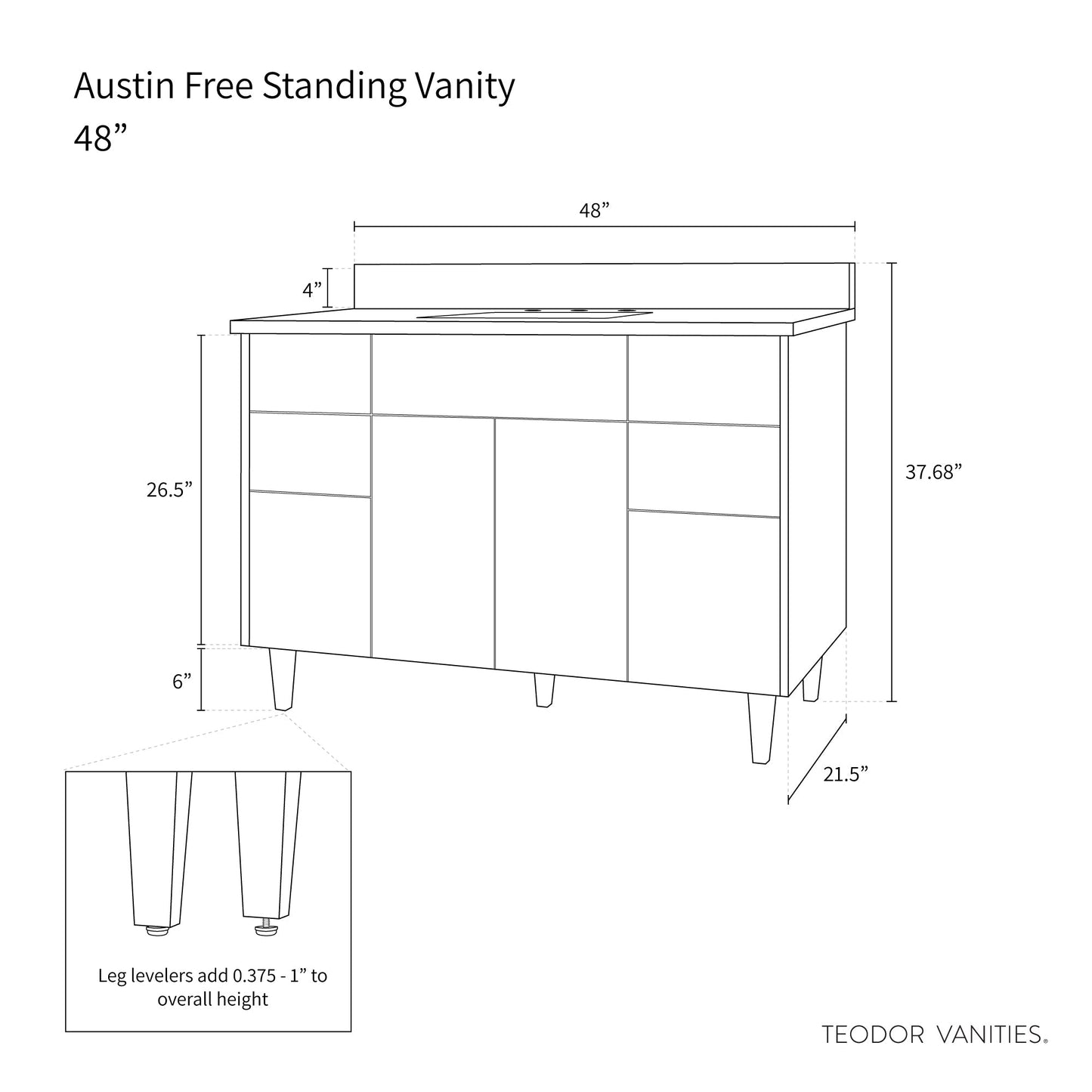 
                  
                    Austin 48" American Black Walnut Bathroom Vanity - Teodor Vanities United States
                  
                