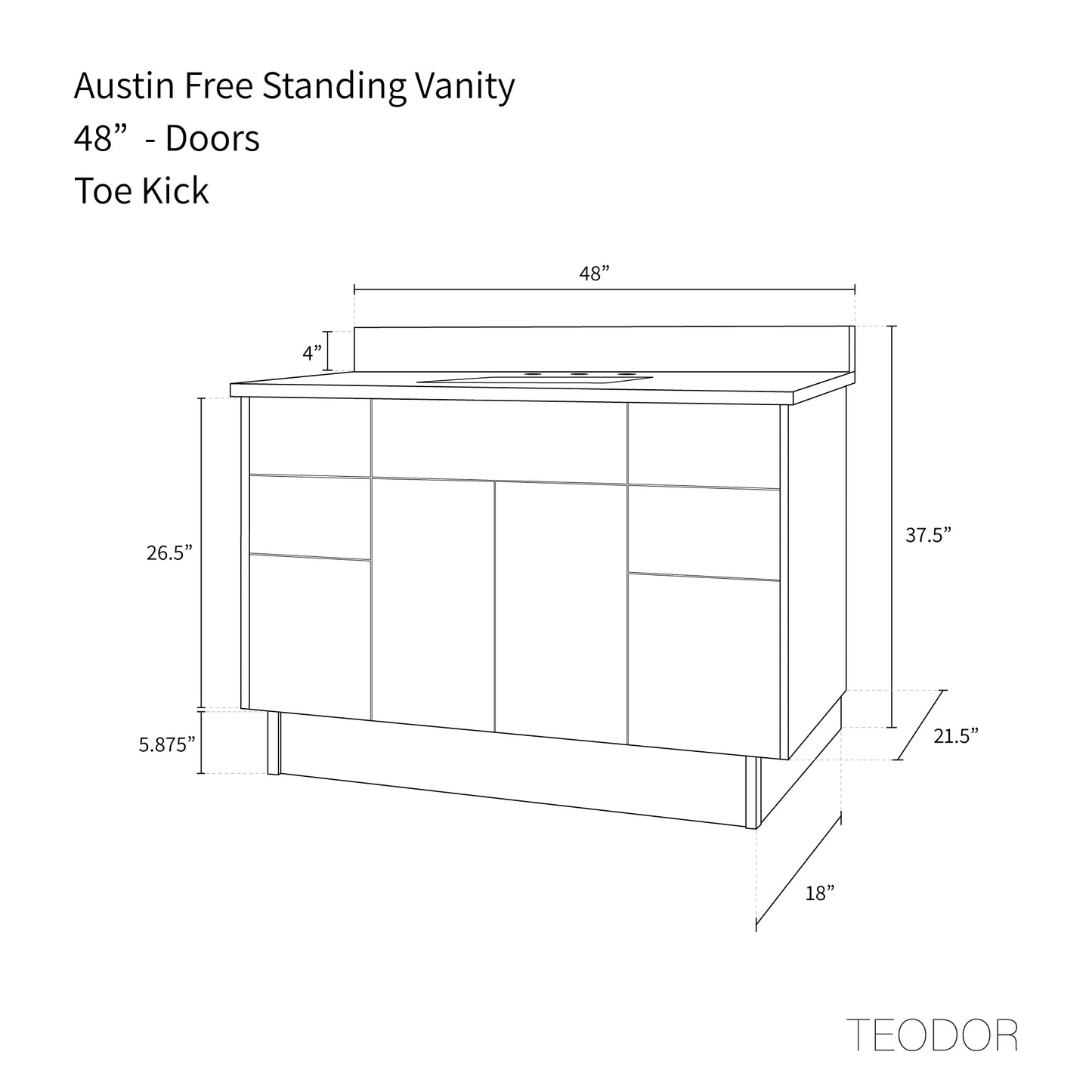 
                  
                    Austin 48" American Black Walnut Bathroom Vanity - Teodor Vanities United States
                  
                