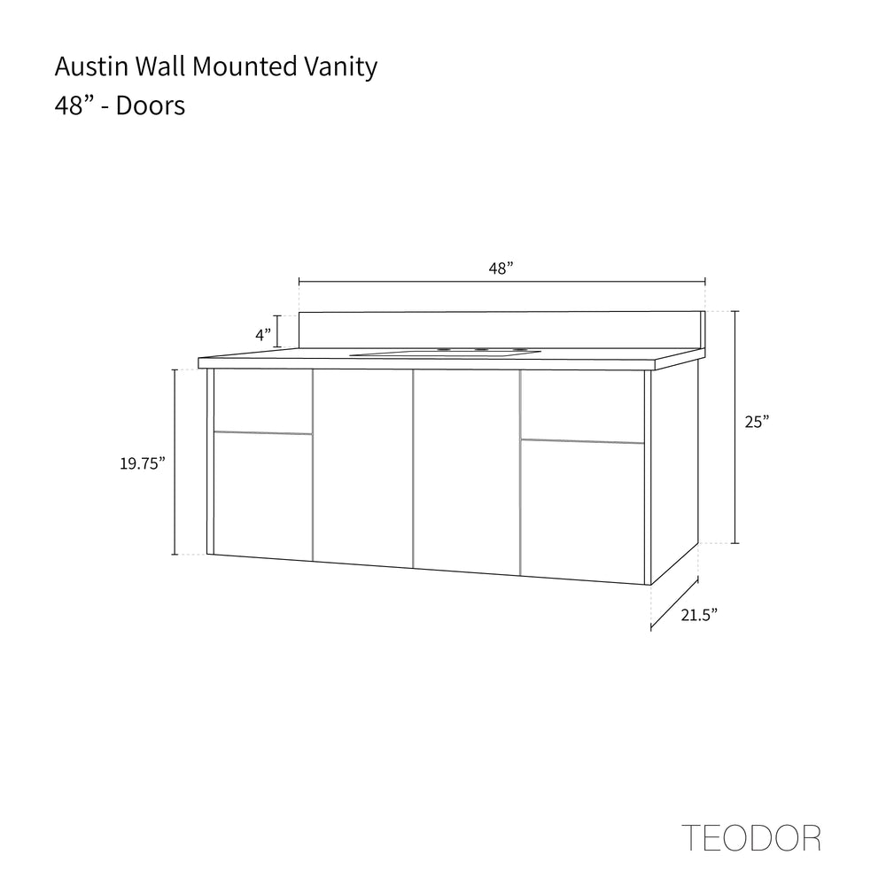 
                  
                    Austin 48" Wall Mount American Black Walnut Bathroom Vanity - Teodor Vanities United States
                  
                