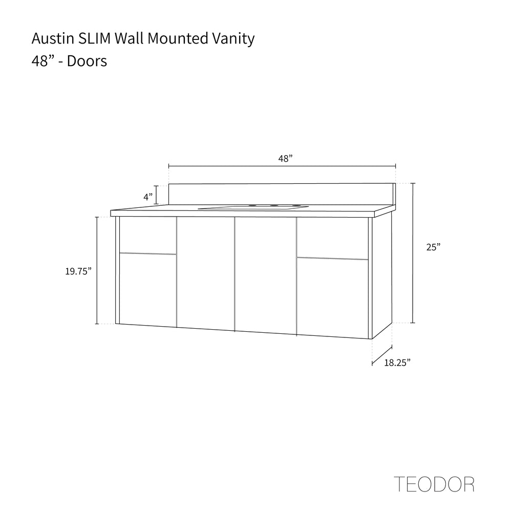 
                  
                    Austin SLIM 48" Wall Mount American Black Walnut Bathroom Vanity - Teodor Vanities United States
                  
                