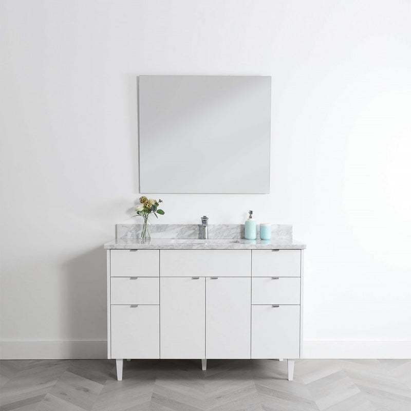 Austin 48" Gloss White Bathroom Vanity - Teodor Vanities United States