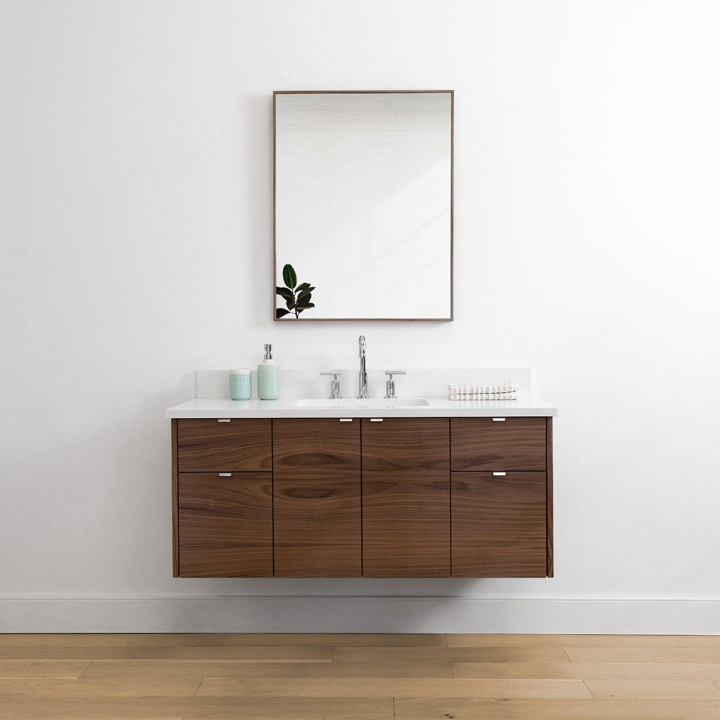 Austin 48" Wall Mount American Black Walnut Bathroom Vanity - Teodor Vanities United States