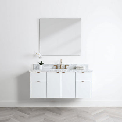 Austin 48" Wall Mount Gloss White Bathroom Vanity - Teodor Vanities United States