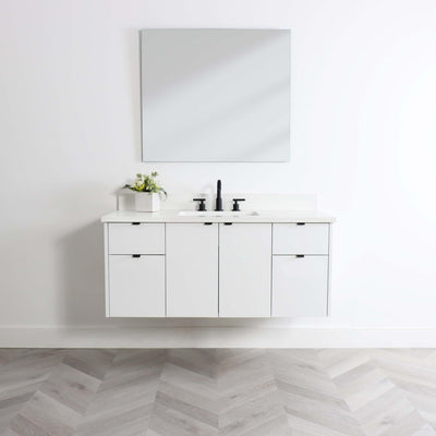 Austin 48" Wall Mount Gloss White Bathroom Vanity