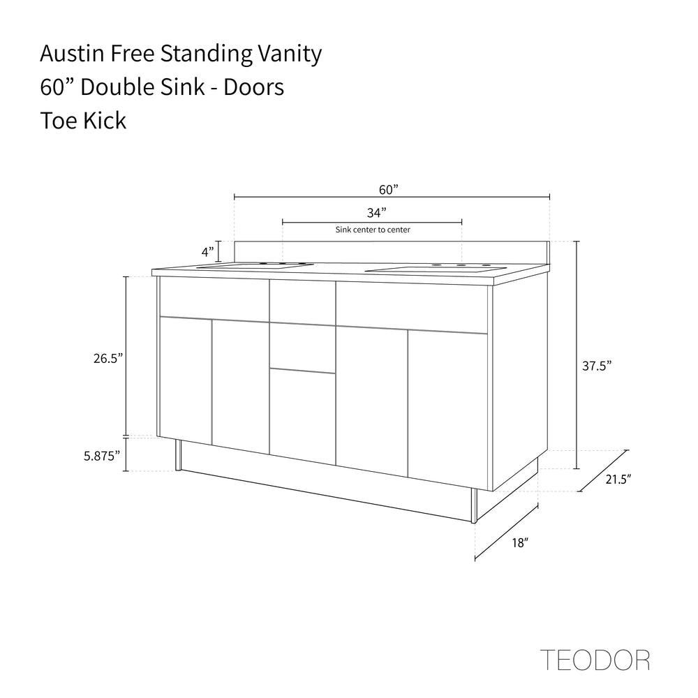 
                  
                    Austin 60" American Black Walnut Bathroom Vanity, Double Sink - Teodor Vanities United States
                  
                