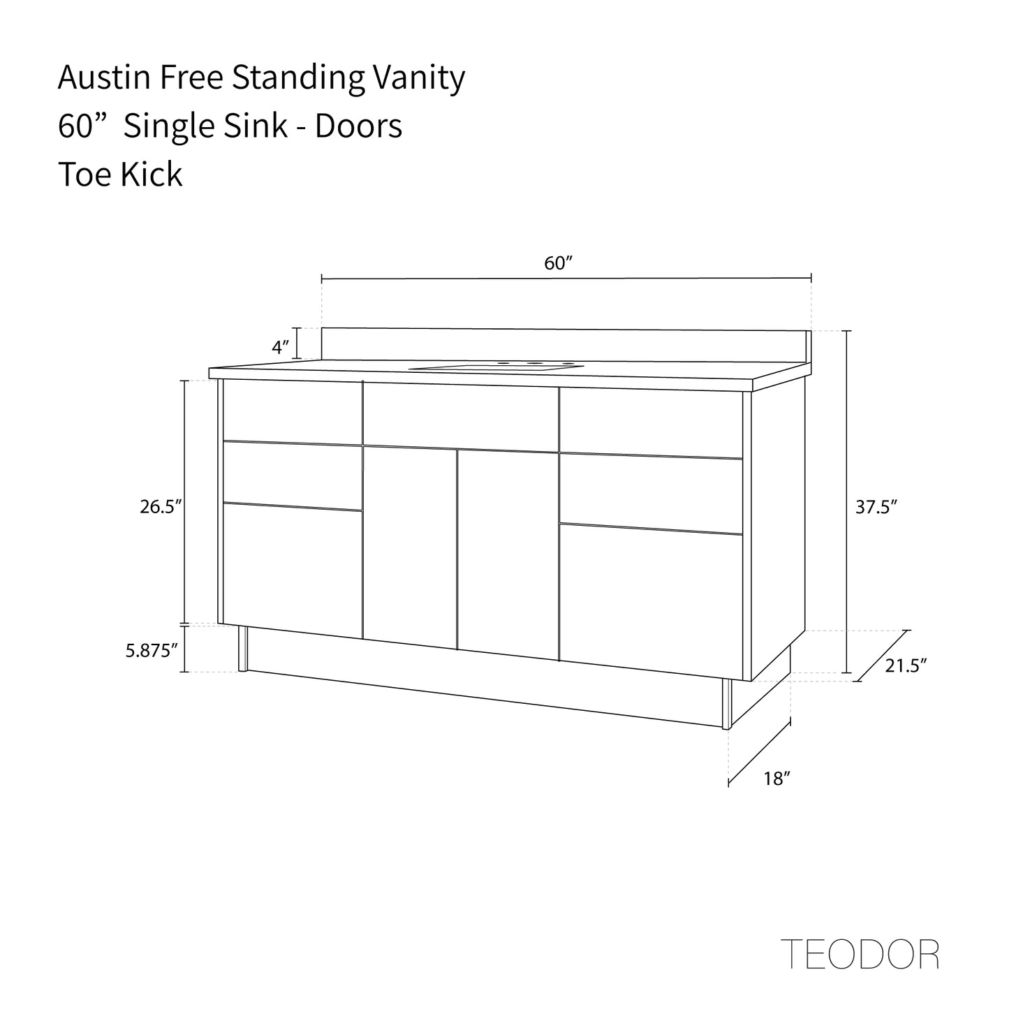 
                  
                    Austin 60" American Black Walnut Bathroom Vanity - Teodor Vanities United States
                  
                