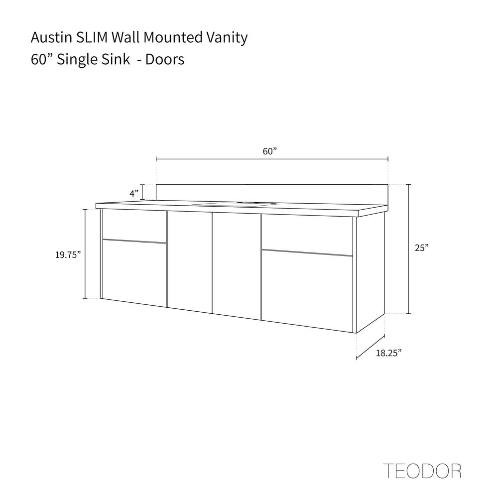 
                  
                    Austin SLIM 60" Wall Mount American Black Walnut Bathroom Vanity - Teodor Vanities United States
                  
                