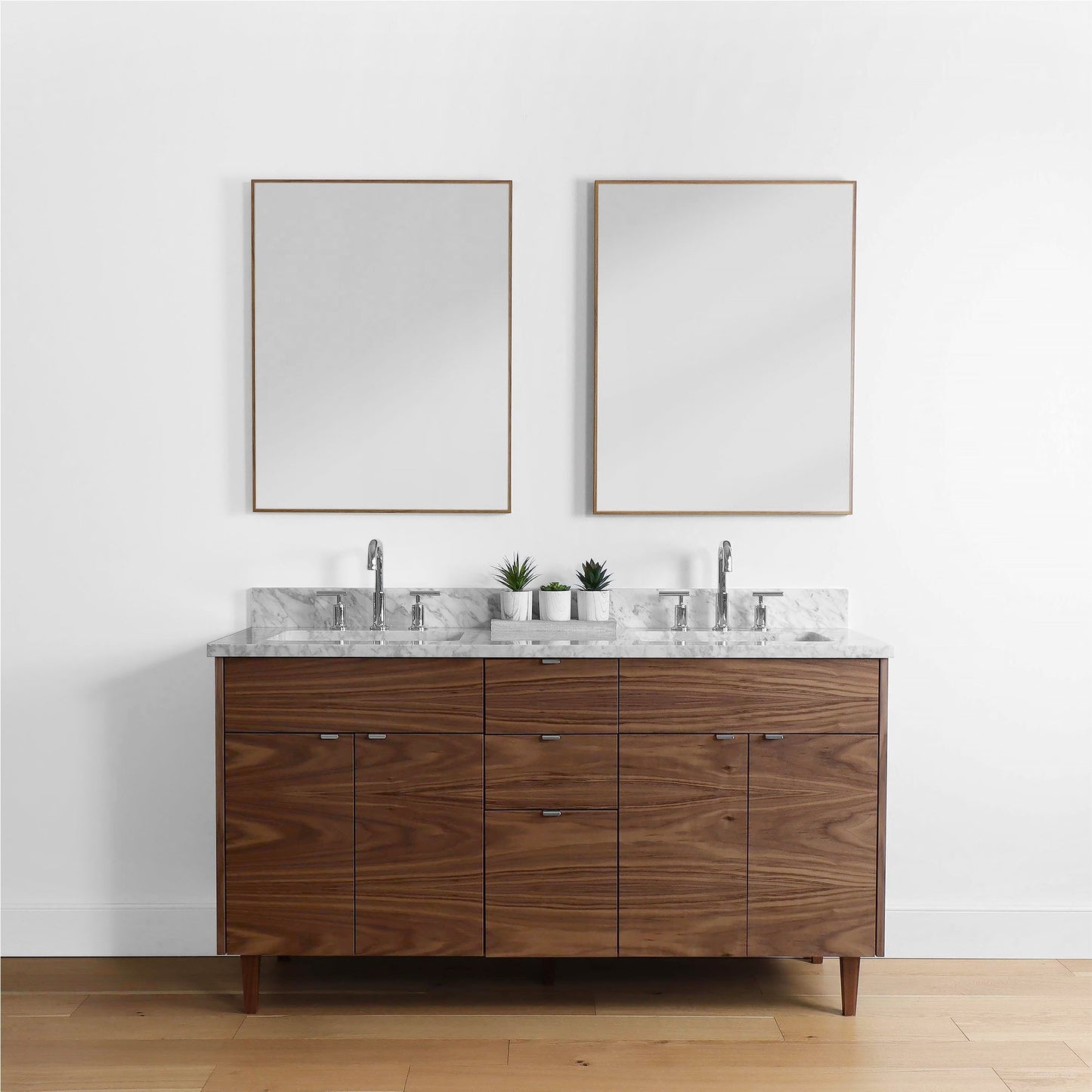 Austin 60" American Black Walnut Bathroom Vanity, Double Sink - Teodor Vanities United States