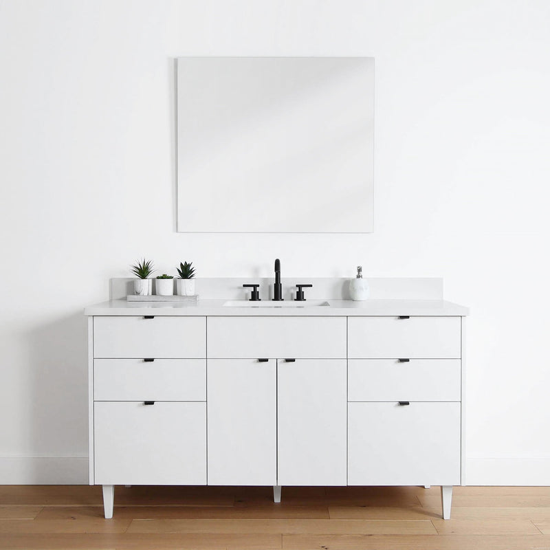 Austin 60" Gloss White Bathroom Vanity - Teodor Vanities United States