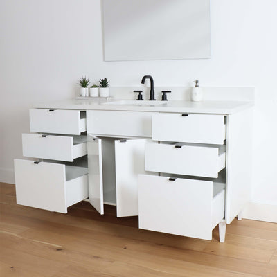 Austin 60" Gloss White Bathroom Vanity - Teodor Vanities United States