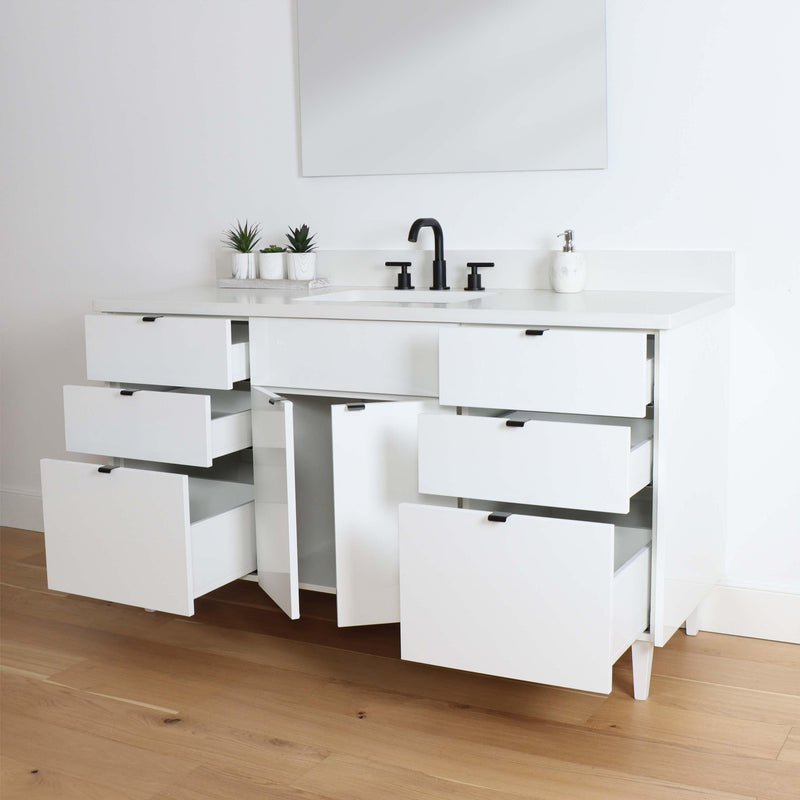 Austin 60" Gloss White Bathroom Vanity - Teodor Vanities United States