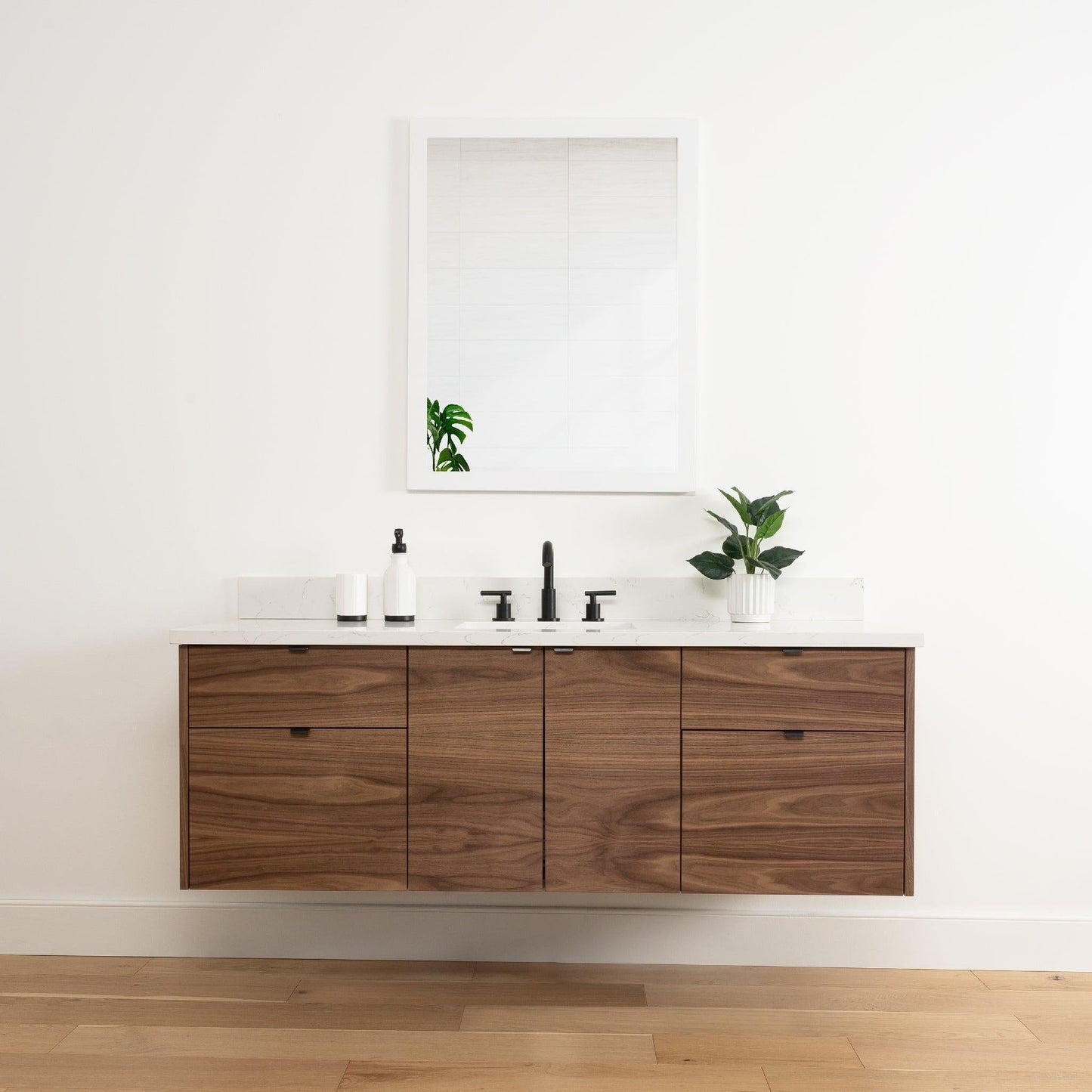 Austin 60" Wall Mount American Black Walnut Bathroom Vanity - Teodor Vanities United States