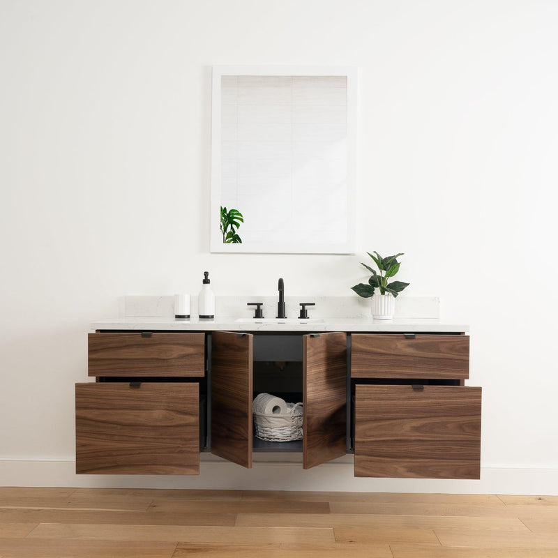 Austin 60" Wall Mount American Black Walnut Bathroom Vanity - Teodor Vanities United States