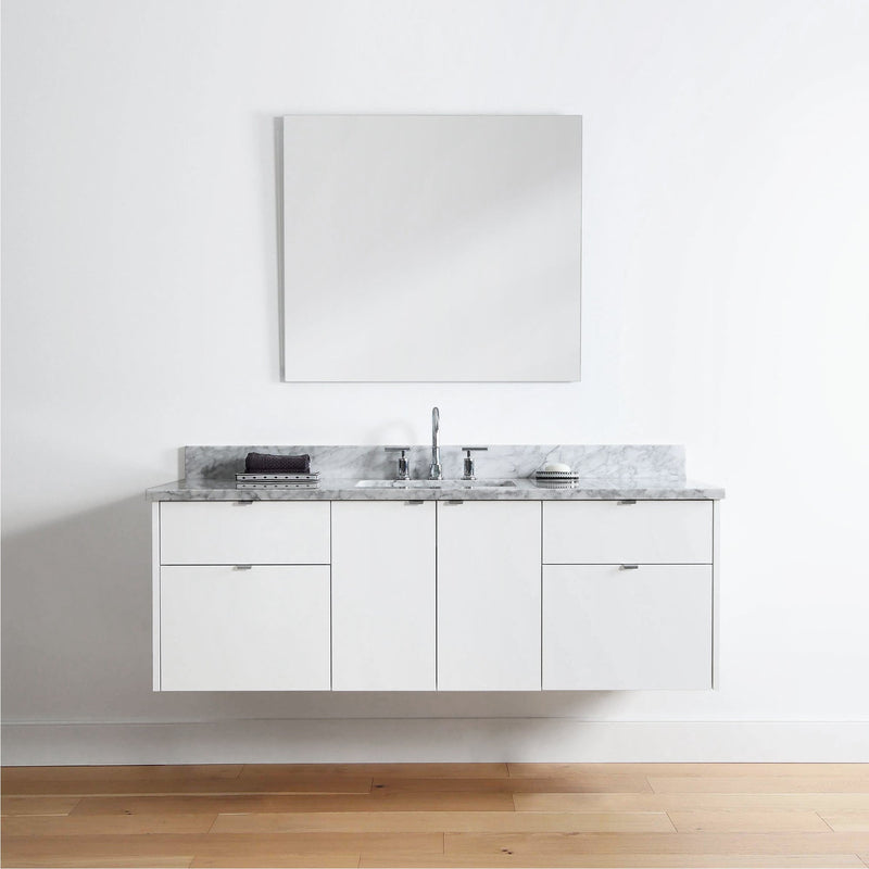 Austin 60" Wall Mount Gloss White Bathroom Vanity - Teodor Vanities United States