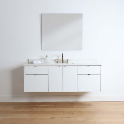 Austin 60" Wall Mount Gloss White Bathroom Vanity - Teodor Vanities United States