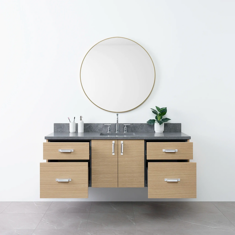 Austin 60" Wall Mount Natural White Oak Bathroom Vanity - Teodor Vanities United States