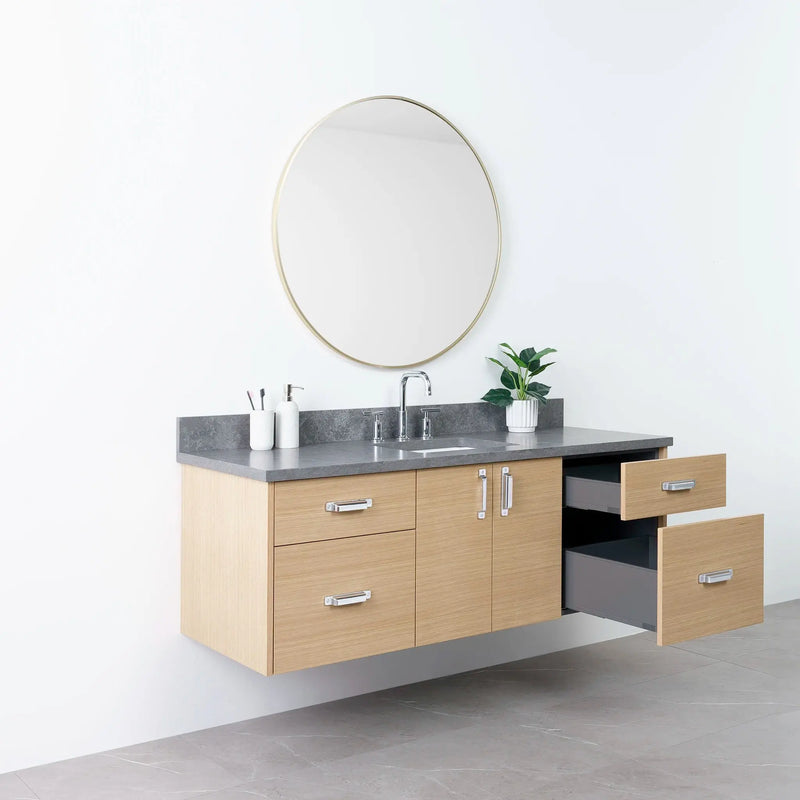 Austin 60" Wall Mount Natural White Oak Bathroom Vanity - Teodor Vanities United States