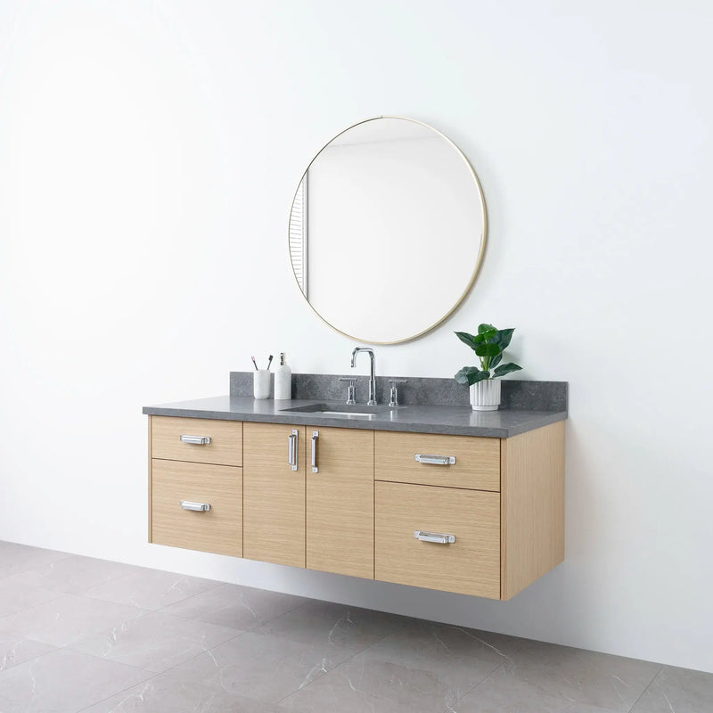 Austin 60" Wall Mount Natural White Oak Bathroom Vanity - Teodor Vanities United States