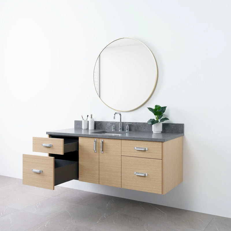 Austin 60" Wall Mount Natural White Oak Bathroom Vanity - Teodor Vanities United States