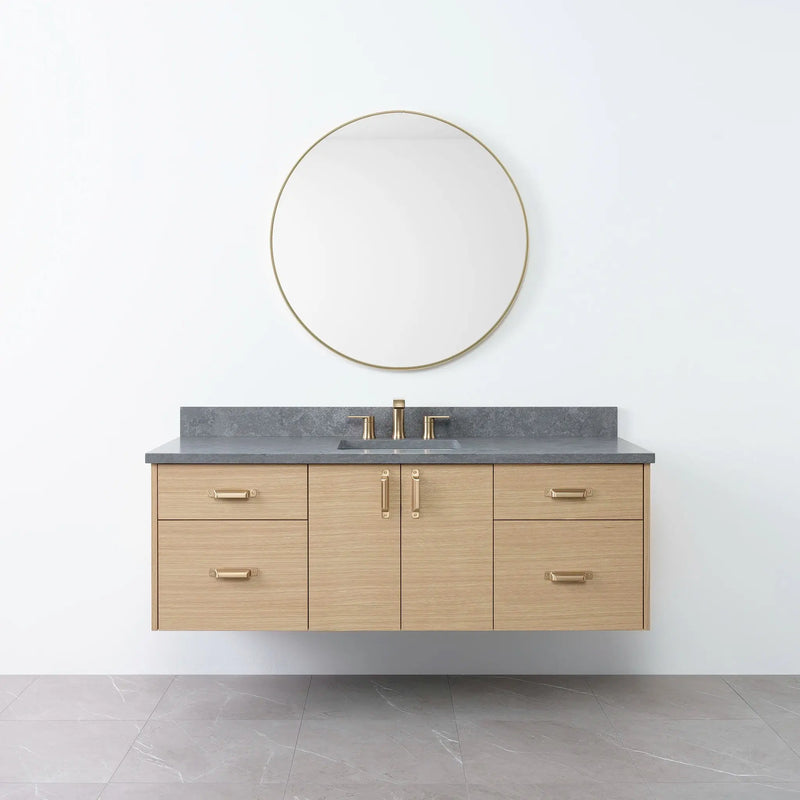 Austin 60" Wall Mount Natural White Oak Bathroom Vanity - Teodor Vanities United States