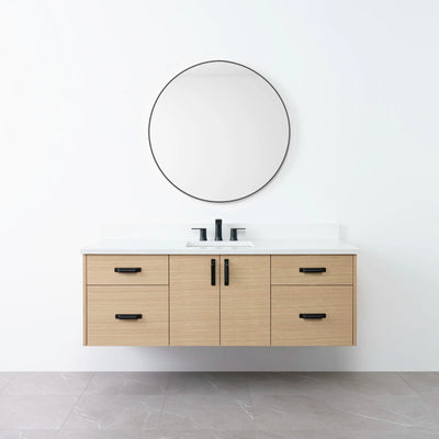 Austin 60" Wall Mount Natural White Oak Bathroom Vanity - Teodor Vanities United States