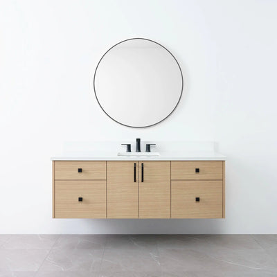 Austin 60" Wall Mount Natural White Oak Bathroom Vanity - Teodor Vanities United States